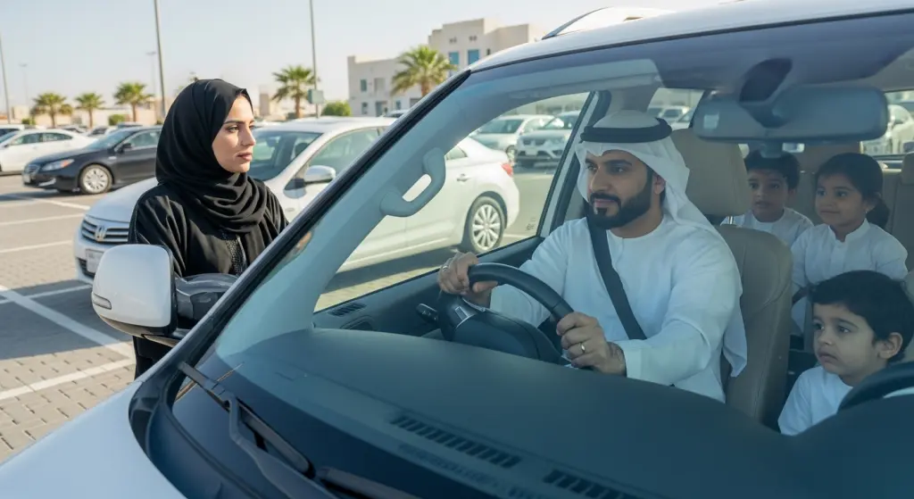 عائلة تصف السيارة